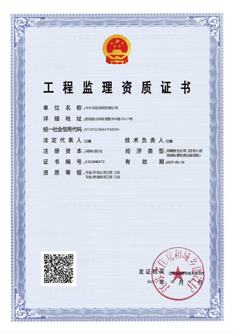 工程監(jiān)理資質(zhì)證書